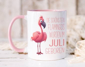 Flamingo Tasse Geburtstagsgeschenk beste Freundin mit Monat Geschenk zum Geburtstag Frauen Teetasse Kollegin Kaffeetasse aus Keramik 330 ml