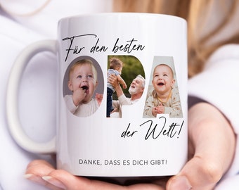 Opa Geschenk Geburtstag Tasse personalisierte Fototasse mit Fotos der Enkelkinder Bester Opa der Welt Großvater