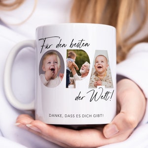 Opa Geschenk Geburtstag Tasse personalisierte Fototasse mit Fotos der Enkelkinder Bester Opa der Welt Großvater