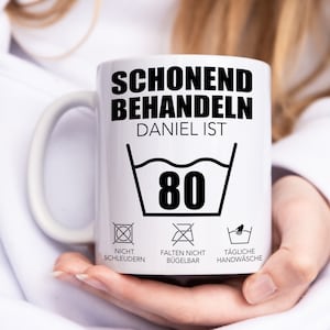 Schonend Behandeln 80 Tasse personalisiert 80. Geburtstag Geschenk Mann Frau Geburtstagsgeschenk runder Geburtstag 80 Jahre