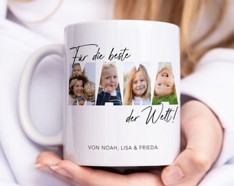 Mama Geschenk zum Geburtstag personalisierte Tasse mit Fotos der Kinder Beste Mama der Welt Muttertagsgeschenk