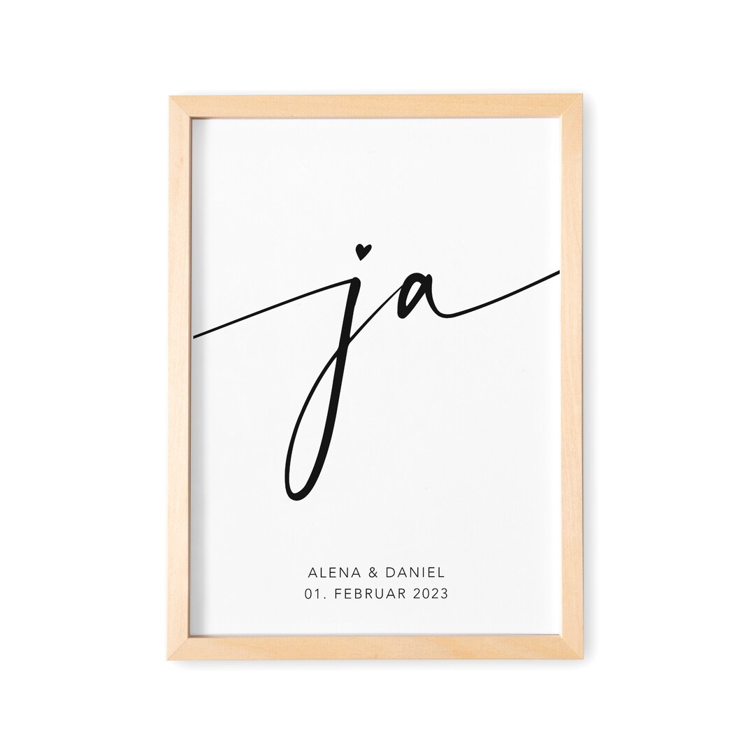 Hochzeitsgeschenk Ja Bild Personalisiertes Poster Zur Hochzeit