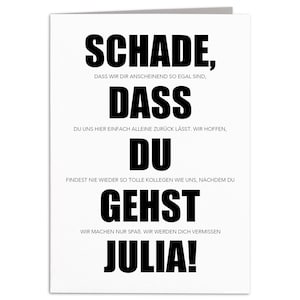 Abschiedskarte Kollege Jobwechsel personalisierte Karte Abschied Kollegin Abschiedsgeschenk Klappkarte mit Umschlag 10,5 x 14,8 cm