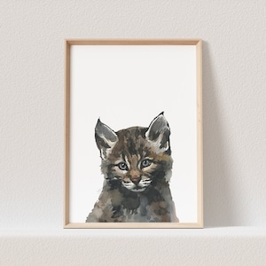 Kinderzimmer Poster Wildkatze Baby Katze Waldtiere Tiere Babyzimmer Bild Geschenk (OHNE RAHMEN)