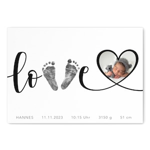 Fußabdruck Baby Poster personalisiertes Bild Foto Fußabdrücke Meilenstein 1. Geburtstag Geschenk zur Geburt | Digitaler Download PDF Datei