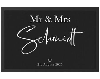 Fußmatte Hochzeit personalisiert Mr and Mrs Geschenk Einzugsgeschenk Wohnung Hochzeitsgeschenk Schmutzfangmatte für Innen 60x40 cm