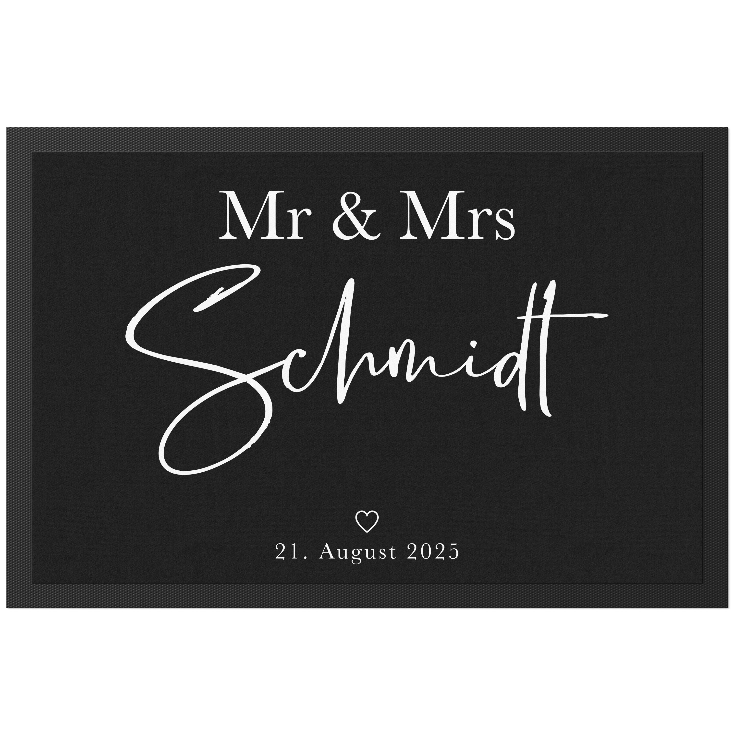 Personalisierte Fußmatte „Mrs & Mr Nachname“ – Rutschfest, Waschbar, 60x40 Cm, Weiß, Perfekt Als Hochzeitsgeschenk