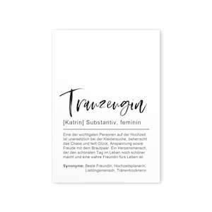 Trauzeugin Fragen Geschenk Definition Poster Personalisiertes Bild Danke | Digitaler Download PDF Datei