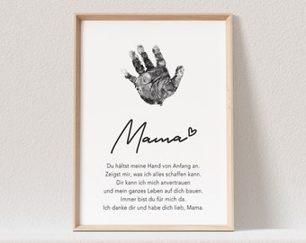 Handabdruck Mama Geschenk Poster Bild Muttertagsgeschenk Baby Personalisiert (OHNE RAHMEN)