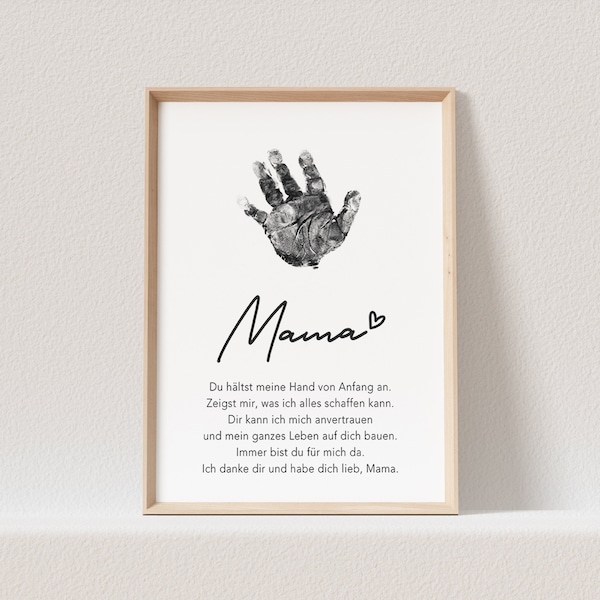 Handabdruck Mama Geschenk Poster Bild Muttertagsgeschenk Baby Personalisiert (OHNE RAHMEN)