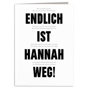 Abschiedskarte Kollegen Jobwechsel personalisierte Karte Abschied Kollegin Abschiedsgeschenk Klappkarte mit Umschlag 10,5 x 14,8 cm