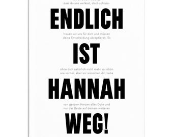 Abschiedskarte Kollegen Jobwechsel personalisierte Karte Abschied Kollegin Abschiedsgeschenk Klappkarte mit Umschlag 10,5 x 14,8 cm