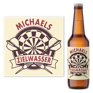Dart Geschenk für Männer Bieretiketten personalisiert lustiges Bier Geschenk Mann Männergeschenk Bierflasche Etiketten 2 Stück | 9x9 cm