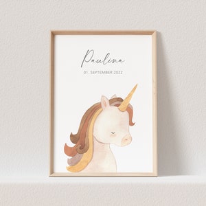 Geburtsposter Einhorn Kinderzimmerdeko Babyzimmer Deko Poster Bild Babyparty Geschenk Zur Geburt (OHNE RAHMEN)