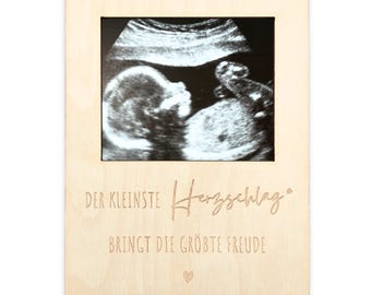 Schwangerschaft verkünden personalisierter Ultraschallbild Bilderrahmen Ultraschall Holzrahmen Geschenk Schwangerschaftsverkündung 12x17 cm