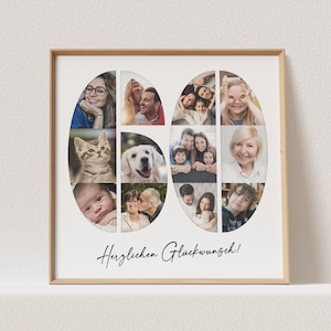 Foto Poster 60. Geburtstag Personalisiert Foto Collage Fotogeschenk 60. Geburtstag Print Geburtstagsgeschenk (OHNE RAHMEN)