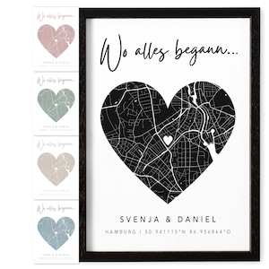 Wo alles begann Poster personalisiertes Koordinaten Bild Hochzeitsgeschenk Jahrestag Geschenk Hochzeitstag