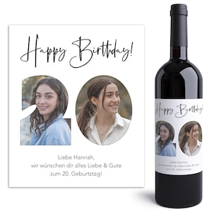 20. Geburtstag Geschenk Weinetiketten personalisierte Flaschenetiketten Foto Geburtstagsgeschenk Etiketten selbstklebend 2 Stück | 10x12 cm