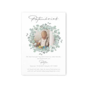 Carta padrino bautizo Certificado de padrino para madrina Personalizado con foto Certificado de bautizo regalo | Descarga digital de archivo PDF