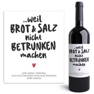 Brood en zout verhuizen wijnetiketten gepersonaliseerde flesetiketten housewarming cadeau huis appartement wijnetiketten | Digitale download PDF