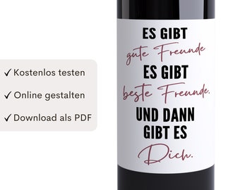 Wein Etikett beste Freundin personalisiert Weinflaschen Geschenk Geburtstag (2er Set) | Digitaler Download PDF
