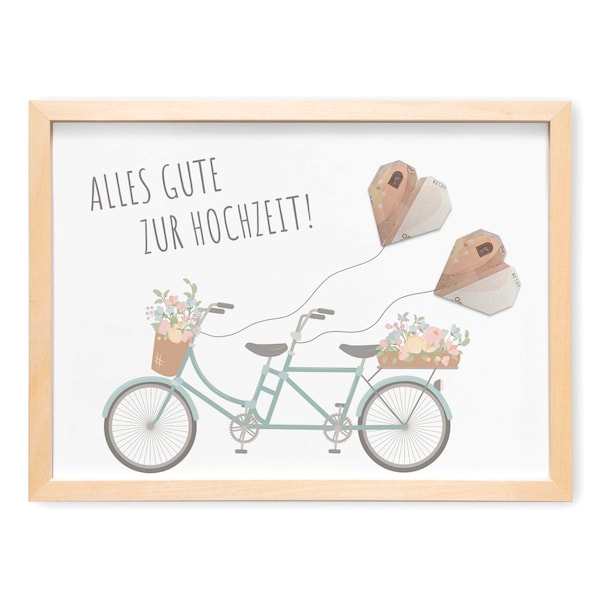 Hochzeitsgeschenk Geld Fahrrad Personalisiertes Geldgeschenk Zur Hochzeit Tandem Poster