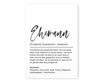 Groom Husband Definition Poster Gift For Wedding Anniversary Personalized | Digital Download PDF File