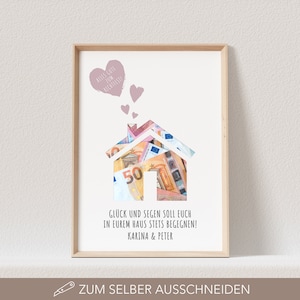 Geldgeschenk Richtfest Hausbau Personalisierbar Haus Geschenk Zum Einzug Einweihungsparty (OHNE RAHMEN)