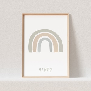 Regenbogen Poster Junge Name Personalisierbar Kinderzimmer Geburtsposter Geburtstagsgeschenk Kinderposter Geburtstag (OHNE RAHMEN)
