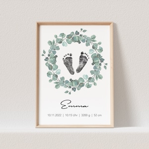 Geburtsposter Fußabdruck Baby Poster Personalisiert Bild 1. Geburtstag Geschenk Zur Geburt (OHNE RAHMEN)