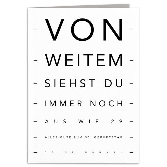 Lustige Geburtstagskarte Für Ehemann – Sehtest-Karte Mit Humorvollem Design, Blanko-Innenseite, Inkl. Umschlag