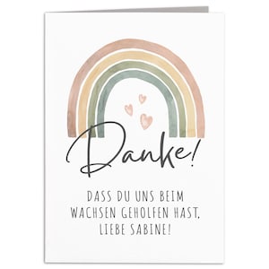 Danke dass du mir beim Wachsen geholfen hast Karte personalisierte Dankeskarte Abschiedsgeschenk Erzieherin mit Umschlag 10,5 x 14,8 cm
