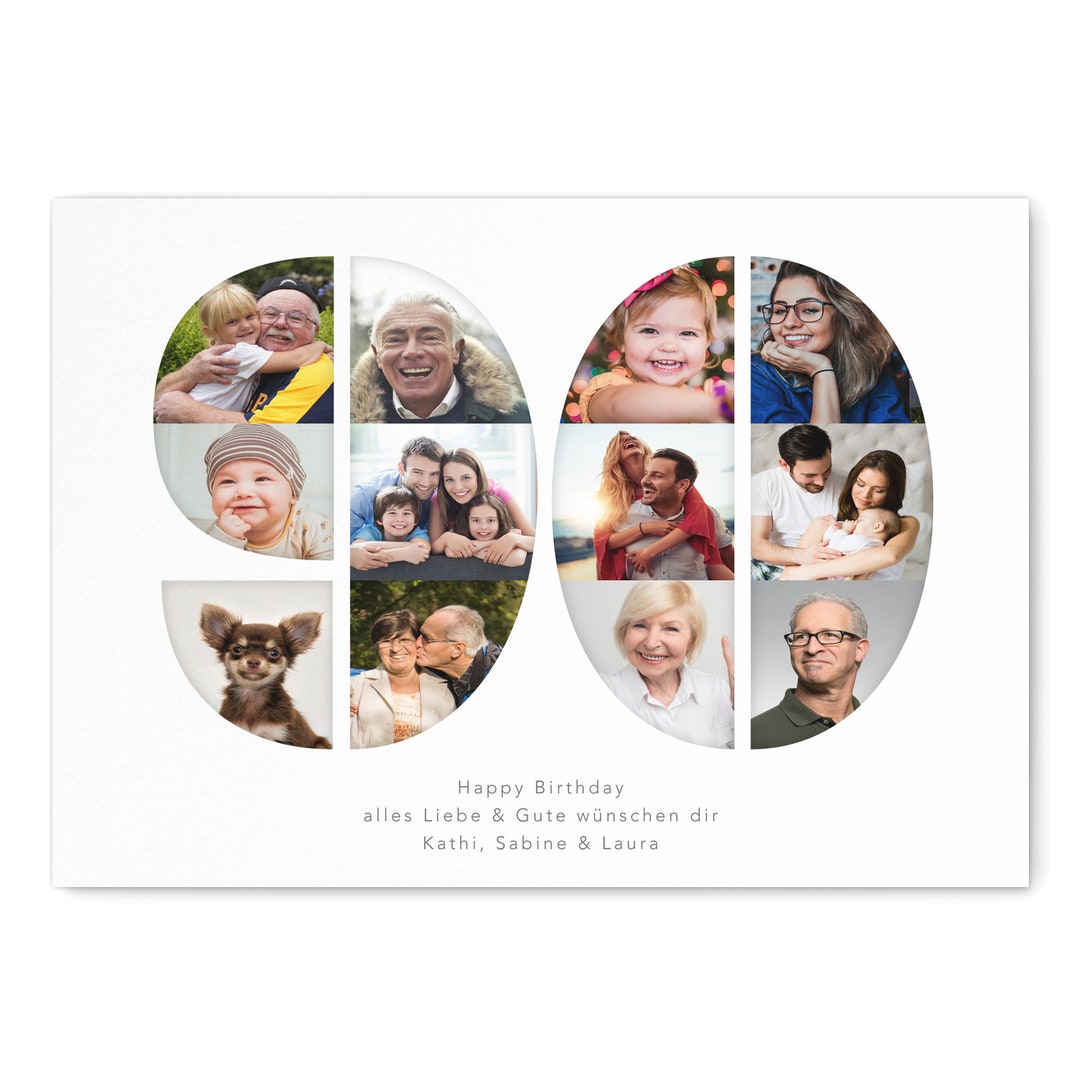 90th Birthday Woman Man Gift Photo Collage 90 Personalized With Photos ...