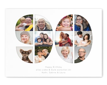 90th Birthday Woman Man Gift Photo Collage 90 personalized with photos Photo Gift Birthday Gift | Digital Download PDF File