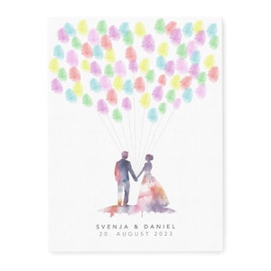Leinwand Hochzeit Gästebuch Fingerabdruck personalisiert Brautpaar 30x40 cm (OHNE Farbe)
