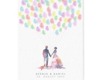 Leinwand Hochzeit Gästebuch Fingerabdruck personalisiert Brautpaar 30x40 cm (OHNE Farbe)