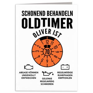 Geburtstagskarte 70. Geburtstag Oldtimer personalisiert lustige Grußkarte Karte Geburtstag Klappkarte Faltkarte mit Umschlag 10,5 x 14,8 cm
