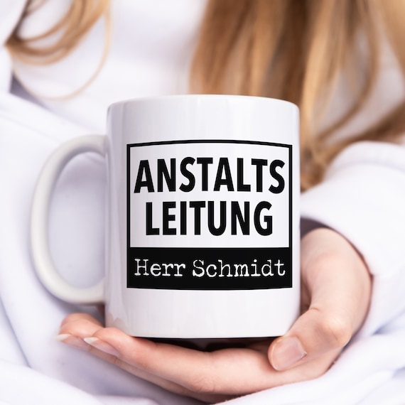 OWLBOOK Chef-Tasse 'Anstaltsleitung' – 300ml Keramik, Spülmaschinenfest, Lustiger Spruch Fürs Büro