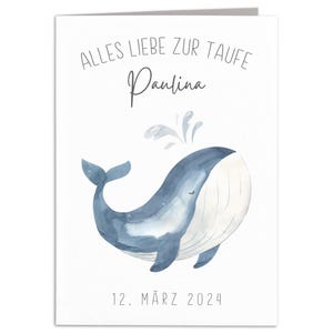 Taufkarte Mädchen Junge personalisiertes Taufgeschenk Wahl Karte Taufe Geschenk Klappkarte mit Umschlag 10,5 x 14,8 cm