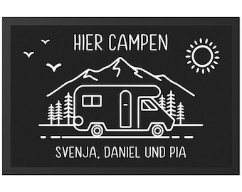 Camping Fußmatte personalisiert Wohnwagen Deko Geschenk für Camper Geschenk Wohnmobil Fußabtreter Schmutzfangmatte für Innen 60x40 cm