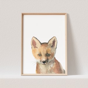 Kinderzimmer Poster Fuchs Baby Waldtiere Tiere Babyzimmer Bild Geschenk (OHNE RAHMEN)