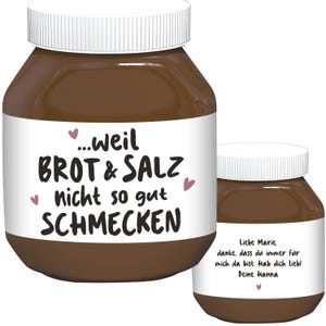 Brot und Salz Geschenk zum Einzug personalisiert Schokoaufstrich Etiketten für z.B. Nutella Einzugsgeschenk Haus Wohnung | 2 Stück