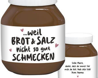 Brot und Salz Geschenk zum Einzug personalisiert Schokoaufstrich Etiketten für z.B. Nutella Einzugsgeschenk Haus Wohnung | 2 Stück