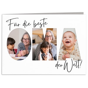 Oma Geschenk Geburtstag personalisierte Geburtstagskarte Fotogeschenk Karte Muttertagsgeschenk Klappkarte mit Umschlag 10,5 x 14,8 cm