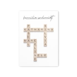 Póster familiar con letras de Scrabble, imagen de crucigrama personalizada para la familia | Descarga digital de archivo PDF