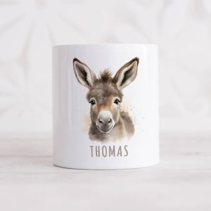Esel Spardose Kinder personalisiert mit Namen Geldgeschenk zum Geburtstag für Jungen & Mädchen Geschenk Sparschwein aus Keramik