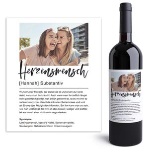 Herzensmensch Geschenk Weinetiketten personalisiert beste Freundin Geschenk Geburtstag Geburtstagsgeschenk Wein Etiketten 2 Stück | 10x12 cm