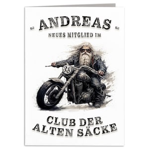 Geburtstagskarte Motorrad Alter Sack Geburtstag Geschenk Karte für Biker personalisiert lustige Klappkarte mit Umschlag 10,5 x 14,8 cm