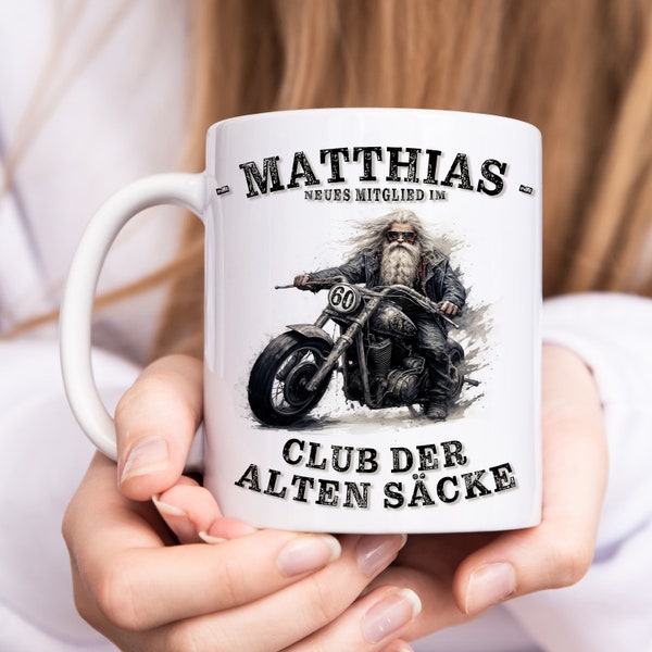 Geschenk 60. Geburtstag Mann Motorrad Tasse "Club der alten Säcke" Geburtstagsgeschenk Männer