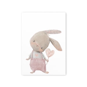 Poster Kinderzimmer Babyzimmer Bild mit Hase Mit Herz Mädchen Deko | Digitaler Download PDF Datei